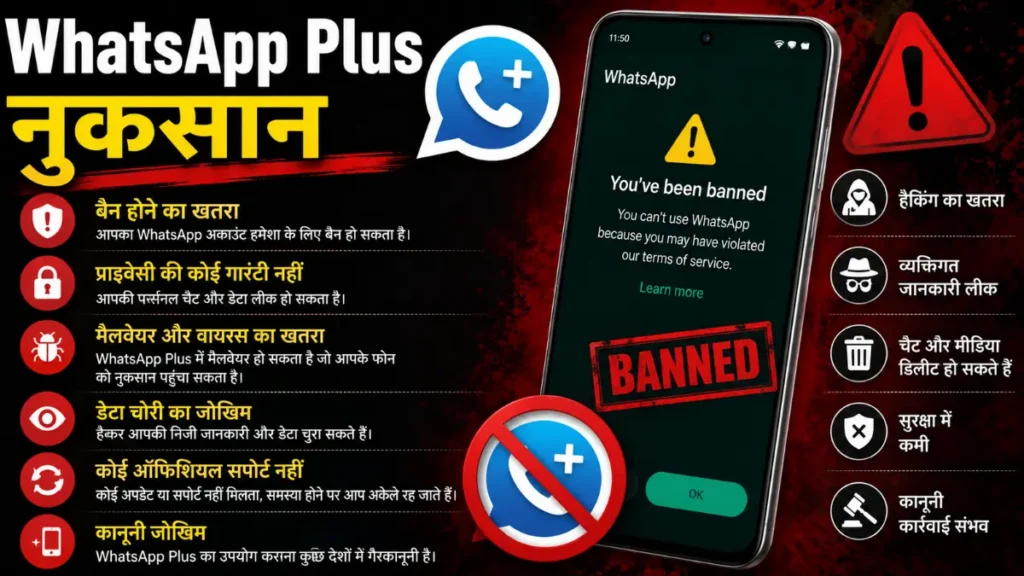 WhatsApp Plus ke nuksan aur khatre